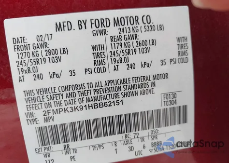 2017 Ford Edge Titanium z USA, uszkodzony, nr VIN 2FMPK3K91HBB62151